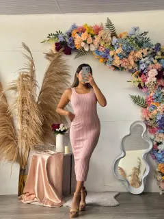 HH071-110717 VESTIDO TEJIDO LARGO UNICOLOR ❌AGOTADO❌