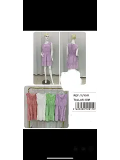 YJY011-120110 VESTIDO CORTO CON ENCAJE EN LA PARTE DELANTERA ❌AGOTADO❌