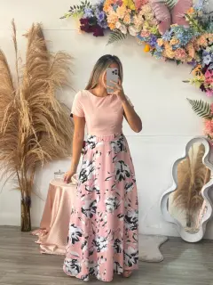 HZS123-061259 VESTIDOS LARGOS CON ESTAMPADOS DE FLORES❗BAJO PRECIO MAYOR❗