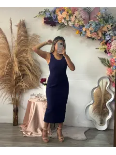 HH074-110740 VESTIDOS TEJIDOS ABERTURA ATRAS UNICOLOR ❌AGOTADO❌