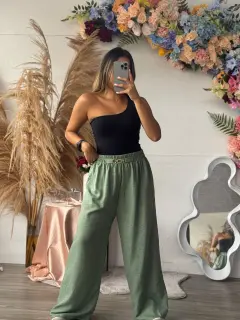SJ009-380091 PALAZZO UNICOLOR CON PRETINA ELASTICA ❌AGOTADO❌