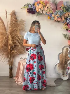HZS123-061259 VESTIDOS LARGOS CON ESTAMPADOS DE FLORES❗BAJO PRECIO MAYOR❗
