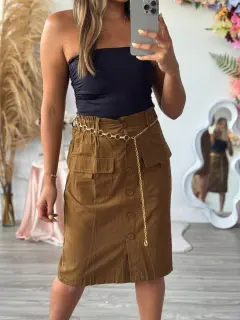 AMF069-010694 FALDA CON BOTONES DELANTEROS Y BOLISLLOS TIPO CARGO