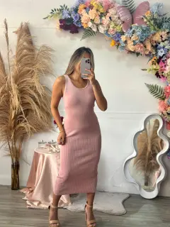 HH074-110740 VESTIDOS TEJIDOS ABERTURA ATRAS UNICOLOR ❌AGOTADO❌