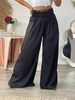 HZS270-062705 PANTALON CASUAL ANCHO CON DETALLE DE CINTURÓN FINO AGOTADO❌❌
