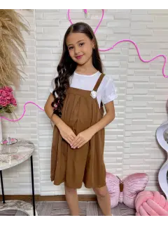 KL148-081486 VESTIDO PLIZADO CON DETALLE DE FLOR Y UNABLUSA UNICOLOR