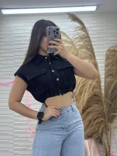 PS033-150330 CHALECO DAMA CON BOLISLLOS DELANTEROS Y ELASTICA EN RUEDO UNICOLOR