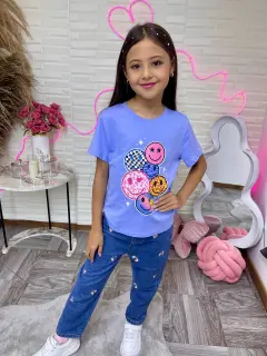 OZM0017-600176 FRANELA DE NIñAS CON HERMOSO ESTAMPADO DE CARITAS