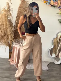 JR103-021032 PANTALON CASUAL UNICOLOR