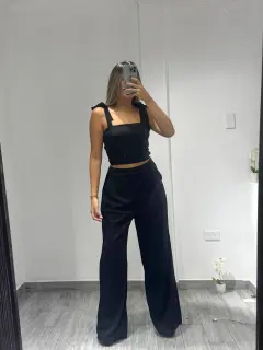 KL056-080569 SET LARGO CON TOP CON AMARRE EN HOMBROS UNICOLOR ❌AGOTADO❌
