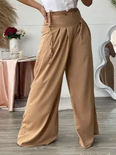HZS270-062705 PANTALON CASUAL ANCHO CON DETALLE DE CINTURÓN FINO AGOTADO❌❌