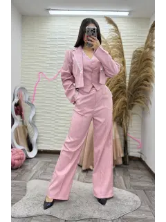 JR241-022414 SET LARGO 3 PIEZAS CON BLAZER HERMOSO DETALLES DE ENCAJES