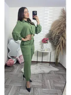 SYZ030-130307 SET LARGO CASUAL CON CINTA AJUSTABLE EN BLUSA TIPO JOGGER